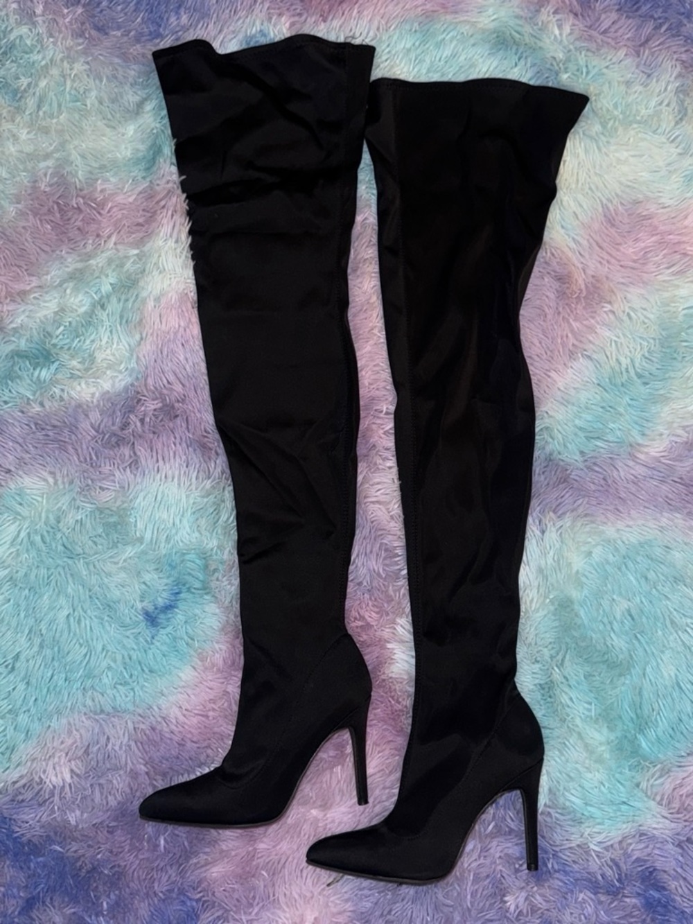 Fashion Nova Black Over-the-Knee Pointed Stiletto Boots